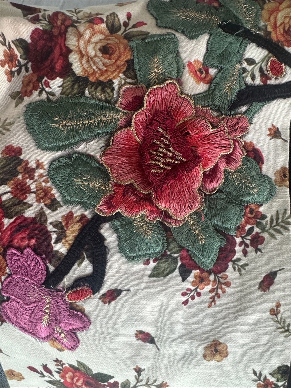 Aratta Cara Delvigne Coat-Floral Quilted Duster Coat / Jacket - Picture 9 of 10